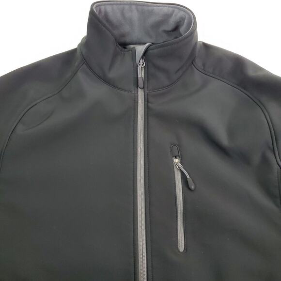 Kirkland Signature Mens M Black Gray Fleece Lined Jacket Softshell Zip Pockets - Picture 4 of 8
